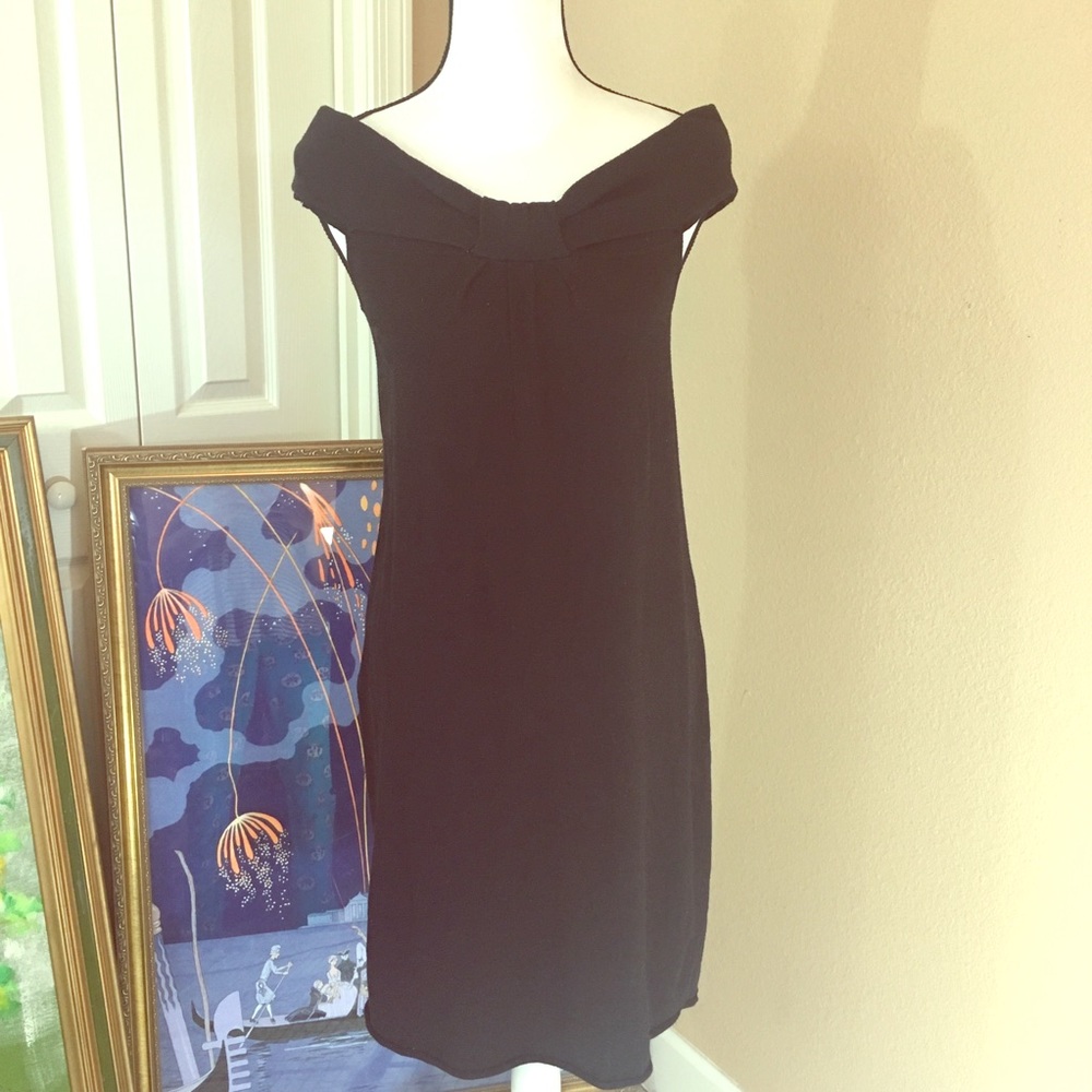 Black bow front dress off shoulder max studio S